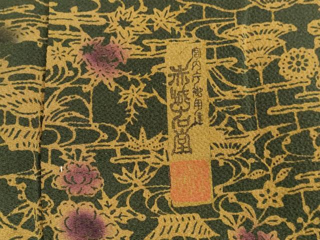 平和屋着物●宮内庁御用達　赤城右堂　小紋　流水花文　鬼しぼ縮緬　正絹　逸品　DABK2844op