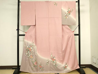 平和屋着物●訪問着　草花　暈し染め　金彩　正絹　逸品　DABK2845op