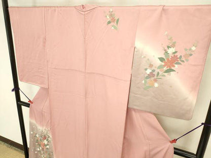 平和屋着物●訪問着　草花　暈し染め　金彩　正絹　逸品　DABK2845op