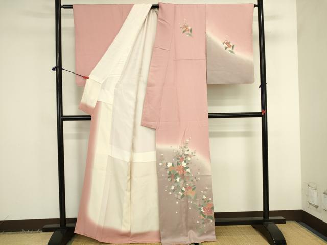平和屋着物●訪問着　草花　暈し染め　金彩　正絹　逸品　DABK2845op