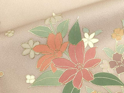 平和屋着物●訪問着　草花　暈し染め　金彩　正絹　逸品　DABK2845op