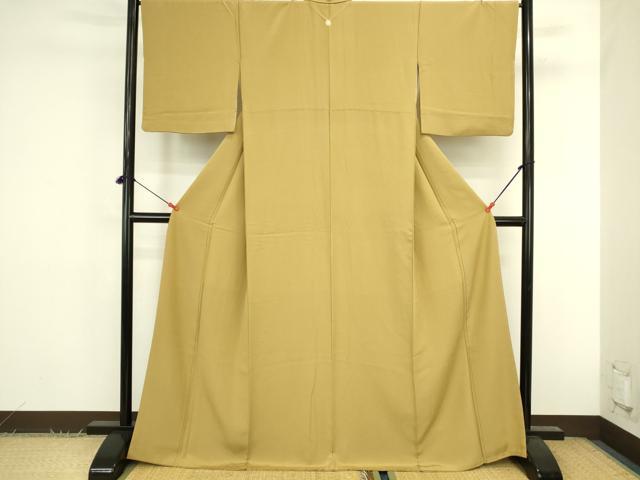 平和屋着物●本草木染作家　瑞寶　色無地　黃朽葉色　正絹　逸品　DABK2847op