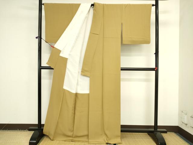 平和屋着物●本草木染作家　瑞寶　色無地　黃朽葉色　正絹　逸品　DABK2847op