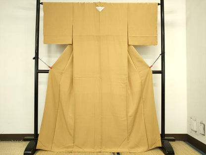 平和屋着物●上質な色無地　飴色　正絹　逸品　未使用　DABK2848op