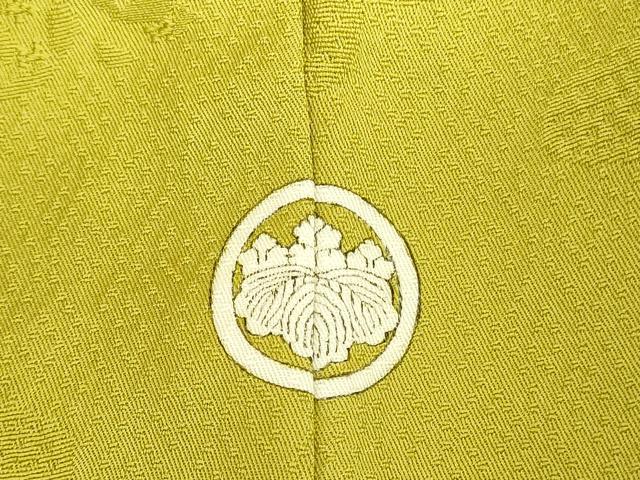 平和屋着物●上質な色無地　雲取吉祥地紋　鶸色　正絹　逸品　DABK2852op