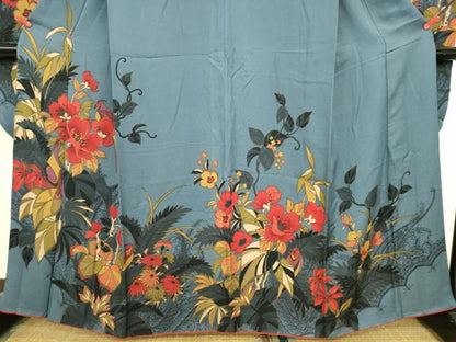 平和屋着物●豪華振袖　駒刺繍　花鳥文　金彩　正絹　逸品　DABK2854op