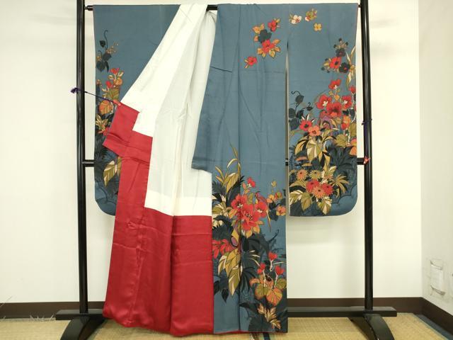 平和屋着物●豪華振袖　駒刺繍　花鳥文　金彩　正絹　逸品　DABK2854op