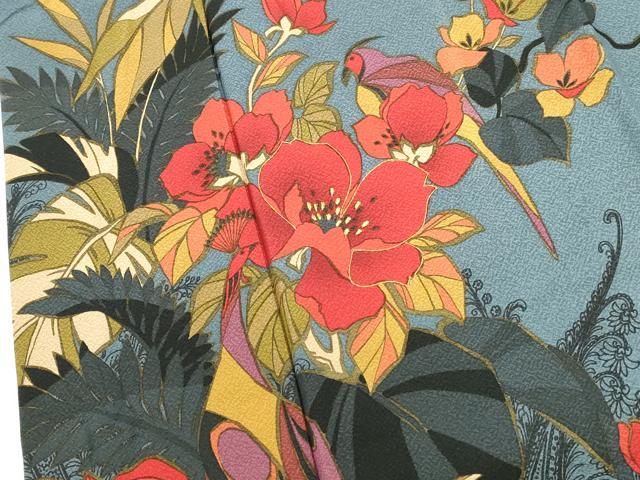 平和屋着物●豪華振袖　駒刺繍　花鳥文　金彩　正絹　逸品　DABK2854op