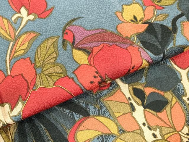 平和屋着物●豪華振袖　駒刺繍　花鳥文　金彩　正絹　逸品　DABK2854op