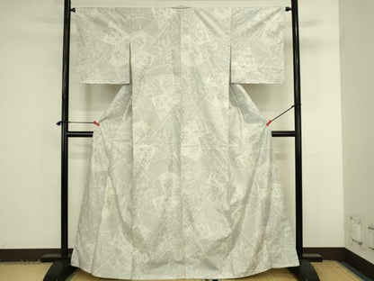平和屋着物●本場大島紬　白大島　120亀甲　草花　正絹　逸品　DABK2855op