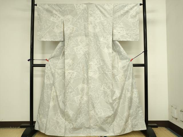 平和屋着物●本場大島紬　白大島　120亀甲　草花　正絹　逸品　DABK2855op
