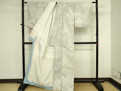 平和屋着物●本場大島紬　白大島　120亀甲　草花　正絹　逸品　DABK2855op