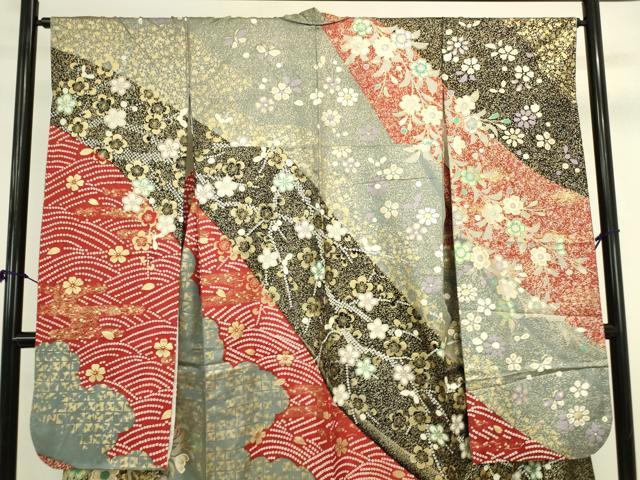 平和屋着物●豪華振袖　駒刺繍　舞桜　金銀彩　正絹　逸品　DABK2857op