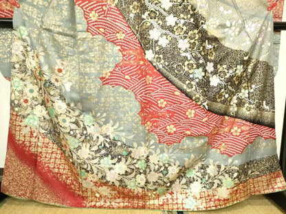 平和屋着物●豪華振袖　駒刺繍　舞桜　金銀彩　正絹　逸品　DABK2857op