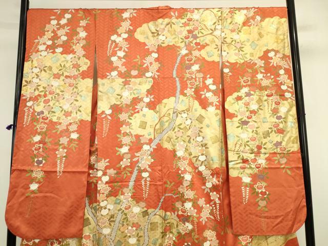 平和屋着物●十日町老舗ブランド　吉澤友禅　吾妻徳穂　振袖　駒刺繍　橘　金彩　正絹　逸品　DABK2858op