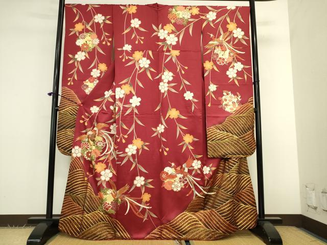 平和屋着物●豪華振袖　刺繍　鳳凰花文　暈し染め　金彩　正絹　逸品　DABK2859op