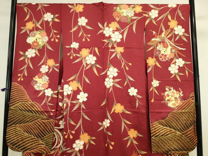 平和屋着物●豪華振袖　刺繍　鳳凰花文　暈し染め　金彩　正絹　逸品　DABK2859op