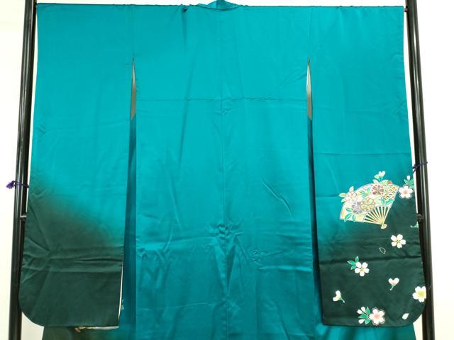 平和屋着物●豪華振袖　扇面花文　暈し染め　金銀彩　正絹　逸品　DABK2860op