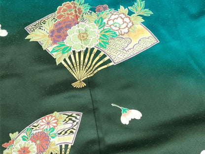 平和屋着物●豪華振袖　扇面花文　暈し染め　金銀彩　正絹　逸品　DABK2860op