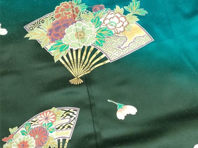 平和屋着物●豪華振袖　扇面花文　暈し染め　金銀彩　正絹　逸品　DABK2860op