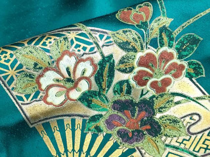 平和屋着物●豪華振袖　扇面花文　暈し染め　金銀彩　正絹　逸品　DABK2860op