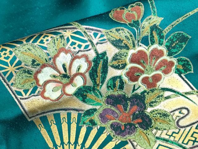 平和屋着物●豪華振袖　扇面花文　暈し染め　金銀彩　正絹　逸品　DABK2860op