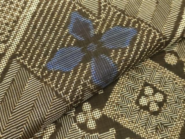 平和屋着物●本場大島紬　龍郷絣　花菱文　正絹　逸品　DABK2863op