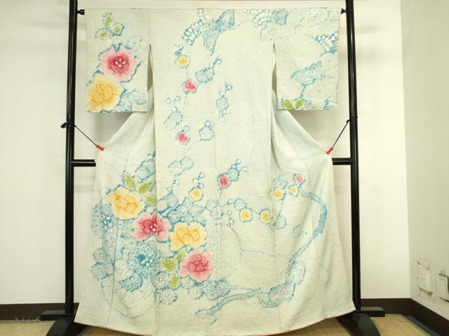 平和屋着物●訪問着　総絞り　舞花　正絹　逸品　DABK2864op