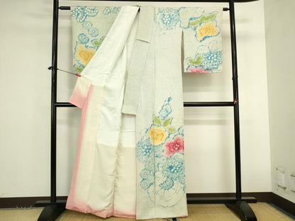 平和屋着物●訪問着　総絞り　舞花　正絹　逸品　DABK2864op