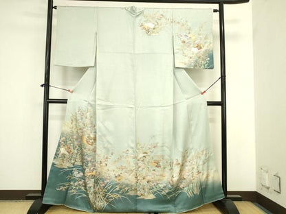 平和屋着物●訪問着　地紙花文　暈し染め　金銀彩　正絹　逸品　DABK2869op