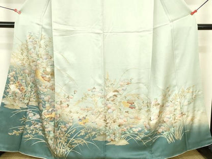平和屋着物●訪問着　地紙花文　暈し染め　金銀彩　正絹　逸品　DABK2869op