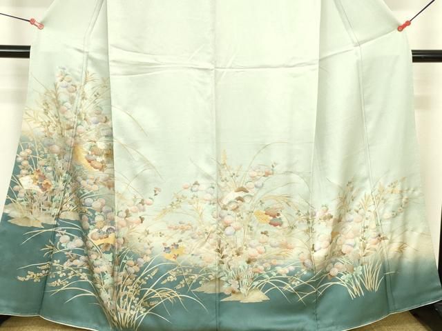 平和屋着物●訪問着　地紙花文　暈し染め　金銀彩　正絹　逸品　DABK2869op