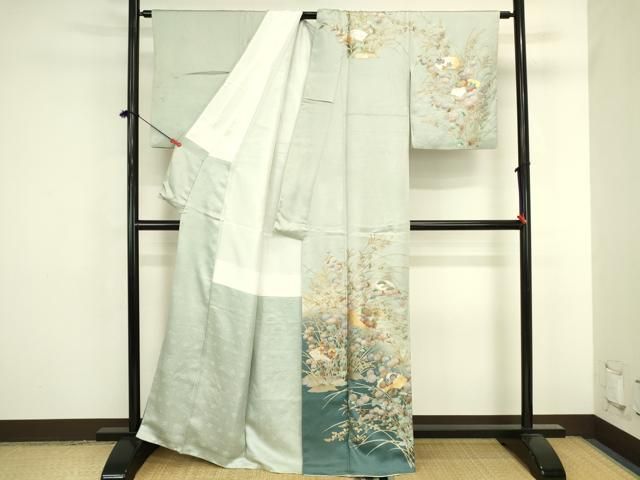 平和屋着物●訪問着　地紙花文　暈し染め　金銀彩　正絹　逸品　DABK2869op