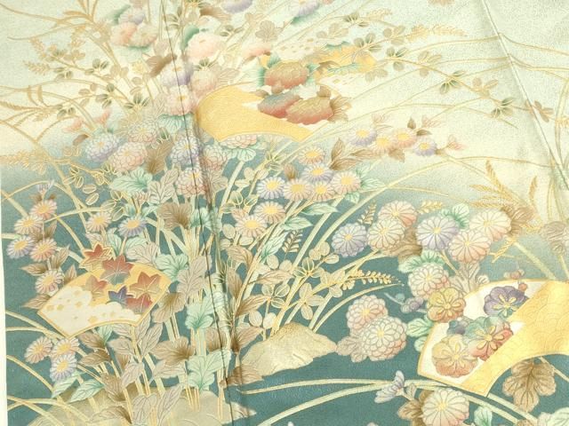 平和屋着物●訪問着　地紙花文　暈し染め　金銀彩　正絹　逸品　DABK2869op