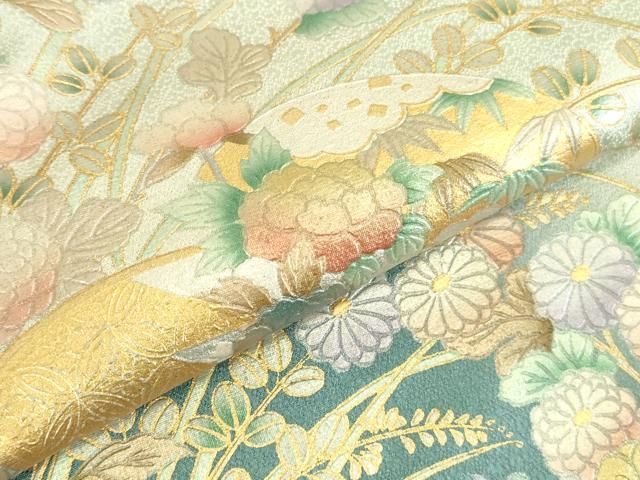 平和屋着物●訪問着　地紙花文　暈し染め　金銀彩　正絹　逸品　DABK2869op