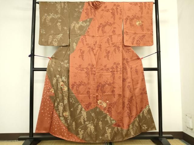 平和屋着物●訪問着　駒刺繍　絞り　花丸文　金彩　正絹　逸品　DABK2871op