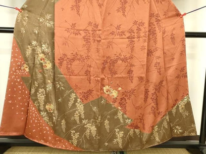 平和屋着物●訪問着　駒刺繍　絞り　花丸文　金彩　正絹　逸品　DABK2871op