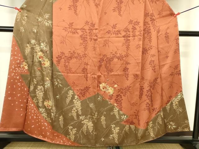 平和屋着物●訪問着　駒刺繍　絞り　花丸文　金彩　正絹　逸品　DABK2871op