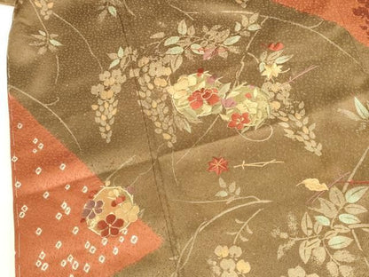平和屋着物●訪問着　駒刺繍　絞り　花丸文　金彩　正絹　逸品　DABK2871op
