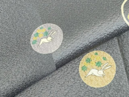 平和屋着物●上質な小紋　兎　うさぎ　間道　正絹　逸品　DABK2872op
