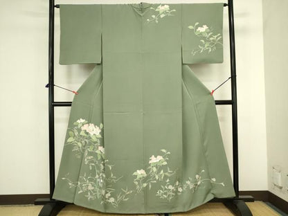 平和屋着物●訪問着　刺繍　草花　金銀彩　正絹　逸品　DABK2873op
