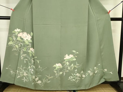 平和屋着物●訪問着　刺繍　草花　金銀彩　正絹　逸品　DABK2873op