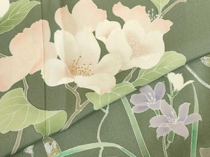 平和屋着物●訪問着　刺繍　草花　金銀彩　正絹　逸品　DABK2873op