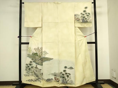 平和屋着物●訪問着　作家物　手描き　風景文　暈し染め　正絹　逸品　DABK2876op