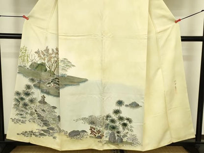 平和屋着物●訪問着　作家物　手描き　風景文　暈し染め　正絹　逸品　DABK2876op