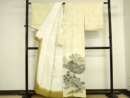 平和屋着物●訪問着　作家物　手描き　風景文　暈し染め　正絹　逸品　DABK2876op
