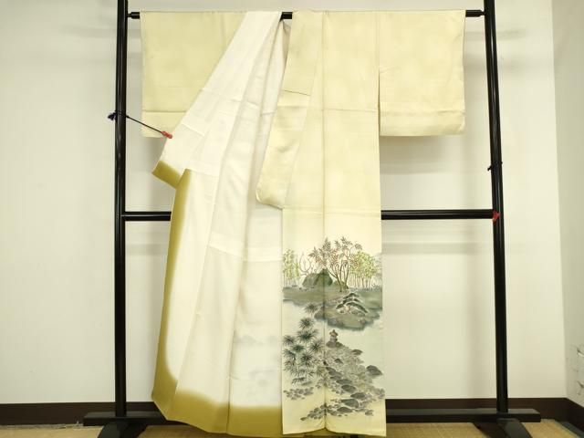 平和屋着物●訪問着　作家物　手描き　風景文　暈し染め　正絹　逸品　DABK2876op
