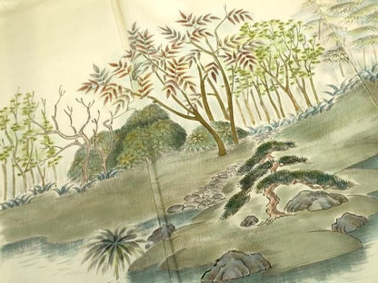 平和屋着物●訪問着　作家物　手描き　風景文　暈し染め　正絹　逸品　DABK2876op