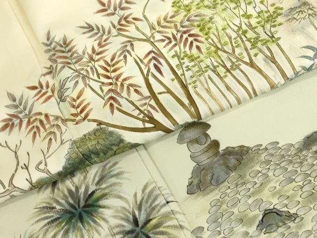 平和屋着物●訪問着　作家物　手描き　風景文　暈し染め　正絹　逸品　DABK2876op