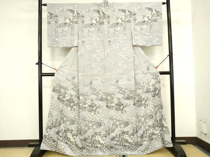 平和屋着物●訪問着　辻が花　暈し染め　銀彩　正絹　逸品　DABK2877op